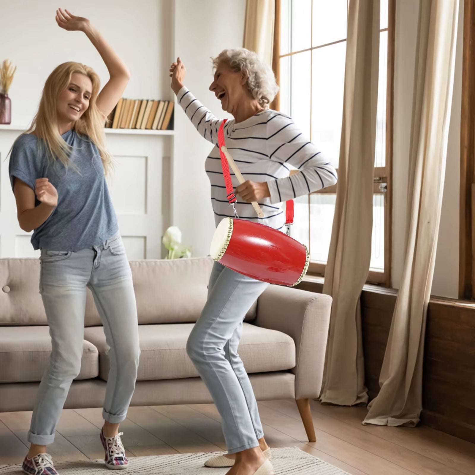 Waist Drum Sheepskin Drum Toys Adults Chinese Drum Wooden Folk Dance Waist Drums Pvc Folk Dance Drums Wood Drum Child