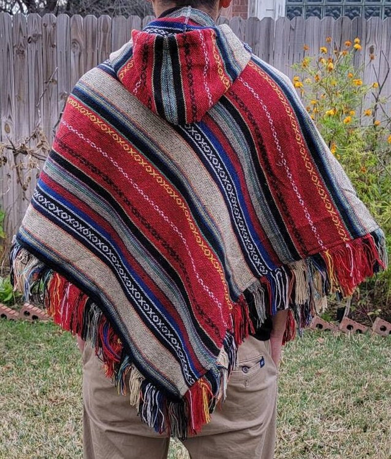 Aztec Baja Poncho: Handmade Hippie Cotton Pullover