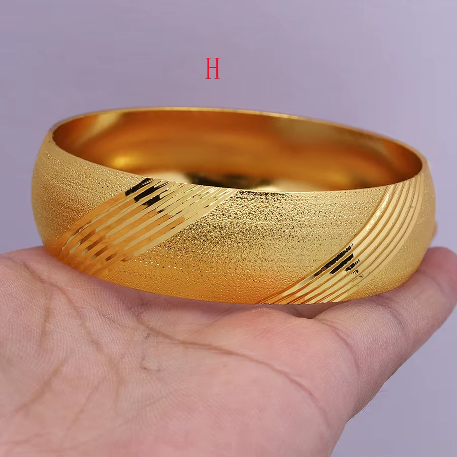 Newest Big Wide Ethiopian Bangle / Gold Color Bangles&Bracelets Dubai African Men Women Jewelry
