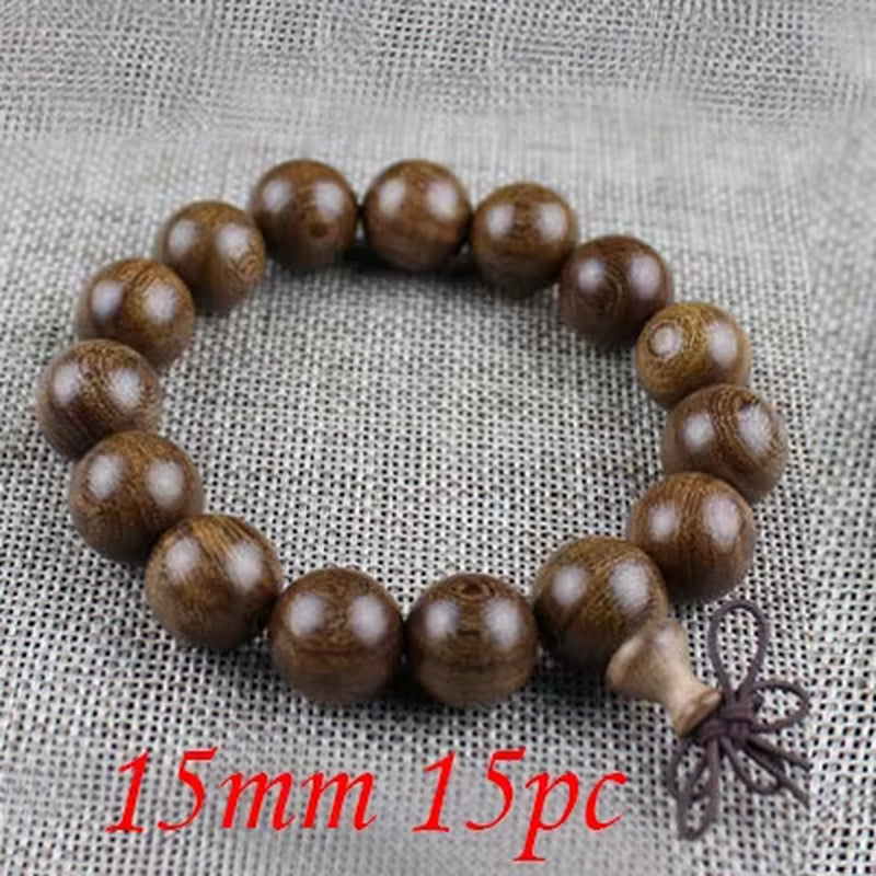 Yanqi 6-20Mm Wood Sandalwood Prayer Beads Elastic Bracelet Men Jewelry Authentic African Buddha Wood Bead Bracelet Beads