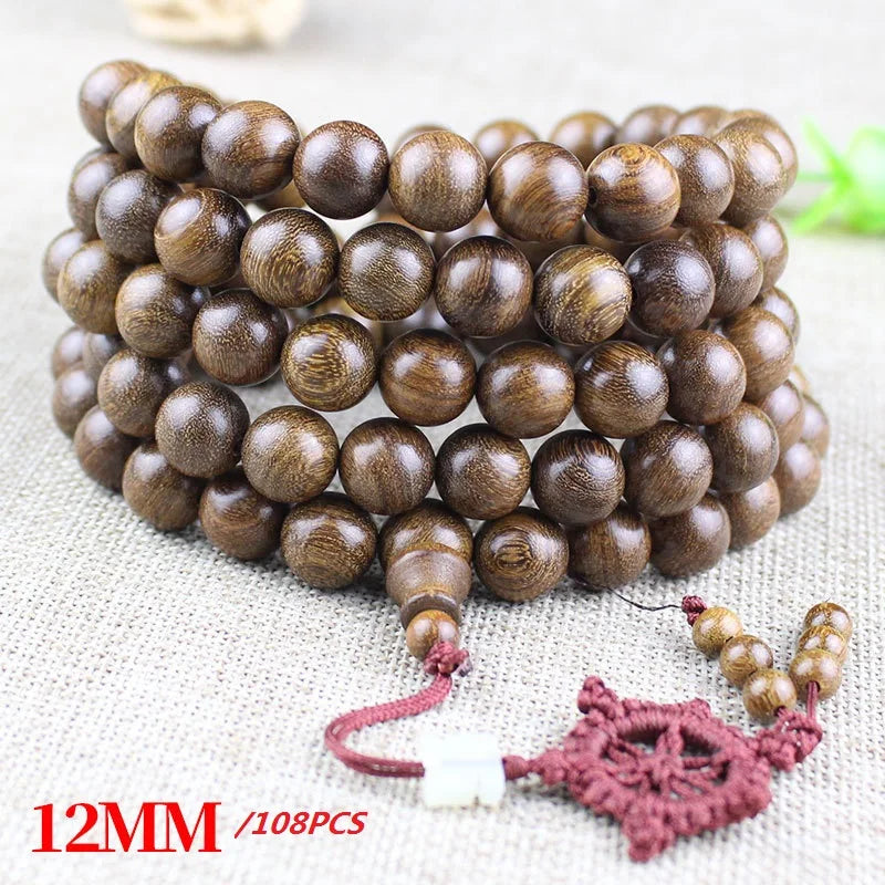 Yanqi 6-20Mm Wood Sandalwood Prayer Beads Elastic Bracelet Men Jewelry Authentic African Buddha Wood Bead Bracelet Beads
