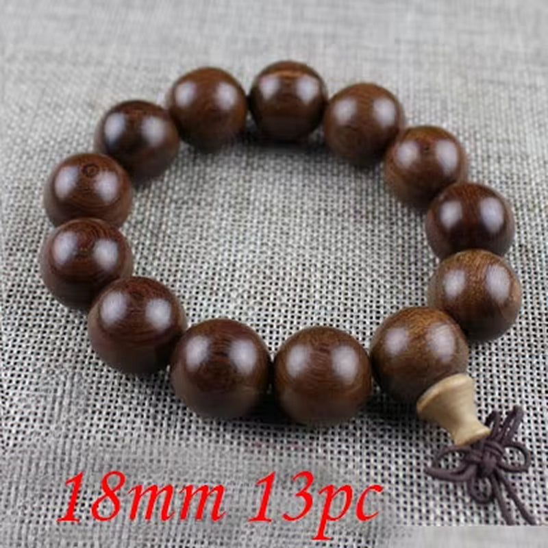 Yanqi 6-20Mm Wood Sandalwood Prayer Beads Elastic Bracelet Men Jewelry Authentic African Buddha Wood Bead Bracelet Beads