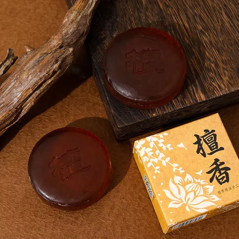 100G Chinese Sandalwood Essential Oil Soap Effective Herb Promote Sleep Essential Oil Facial Oil Control Cleansing Soap