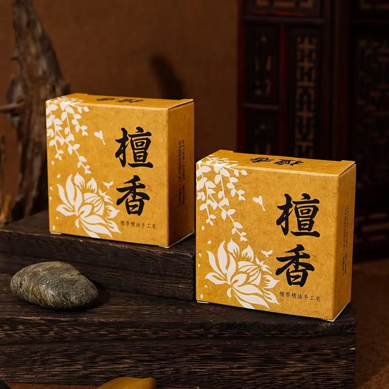100G Chinese Sandalwood Essential Oil Soap Effective Herb Promote Sleep Essential Oil Facial Oil Control Cleansing Soap