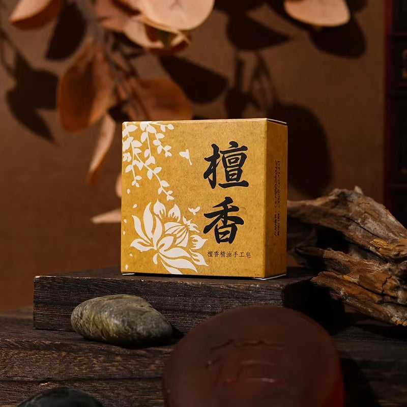 100G Chinese Sandalwood Essential Oil Soap Effective Herb Promote Sleep Essential Oil Facial Oil Control Cleansing Soap