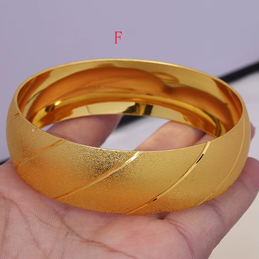 Newest Big Wide Ethiopian Bangle / Gold Color Bangles&Bracelets Dubai African Men Women Jewelry