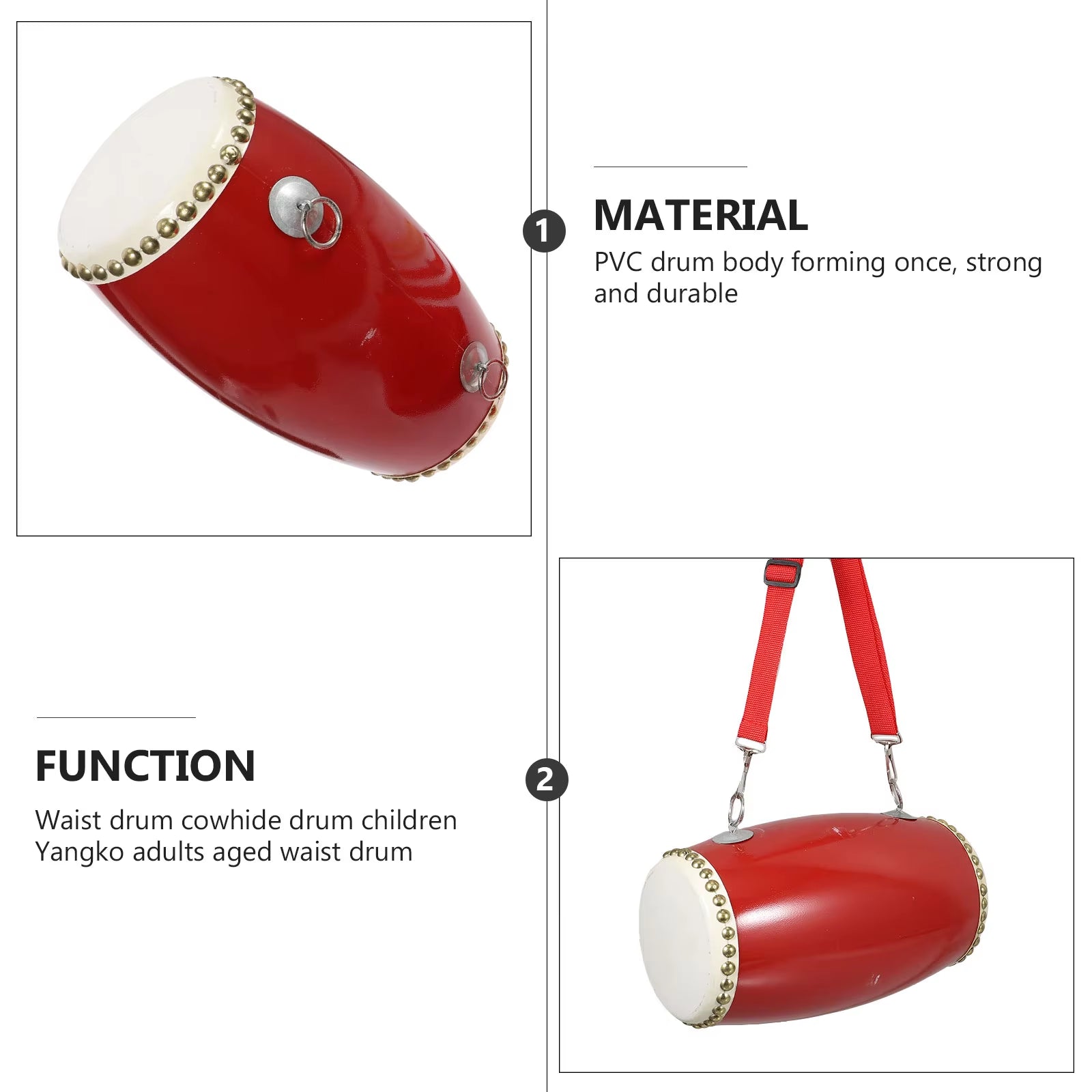 Waist Drum Sheepskin Drum Toys Adults Chinese Drum Wooden Folk Dance Waist Drums Pvc Folk Dance Drums Wood Drum Child