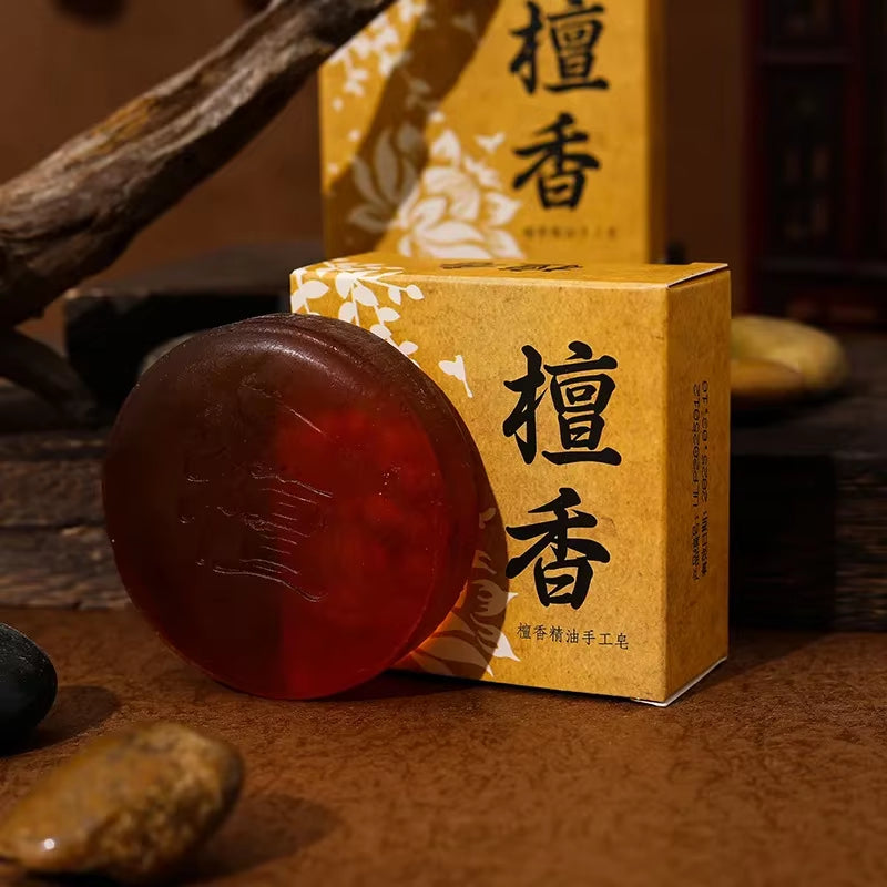 100G Chinese Sandalwood Essential Oil Soap Effective Herb Promote Sleep Essential Oil Facial Oil Control Cleansing Soap