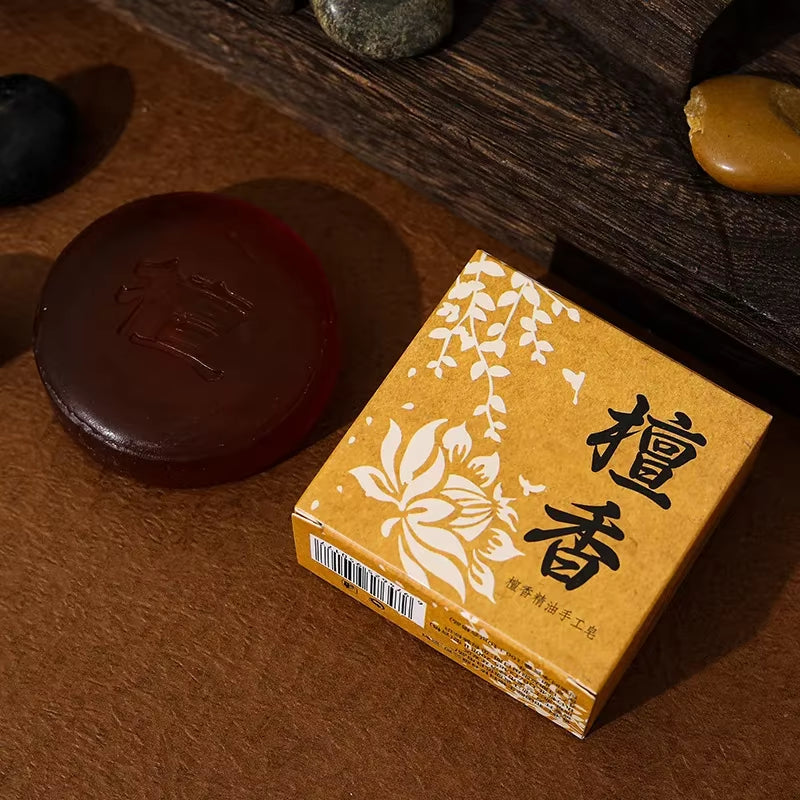 100G Chinese Sandalwood Essential Oil Soap Effective Herb Promote Sleep Essential Oil Facial Oil Control Cleansing Soap