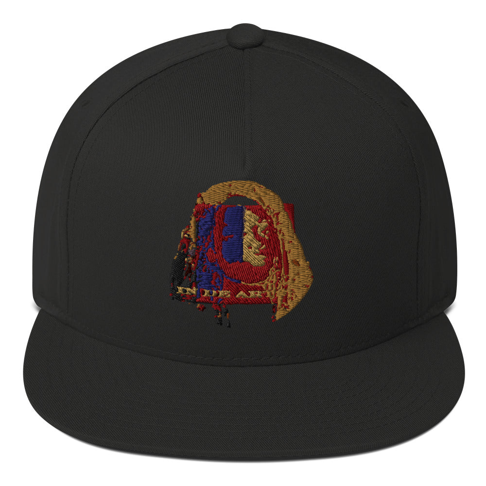 Black cap with a colorful embroidered design