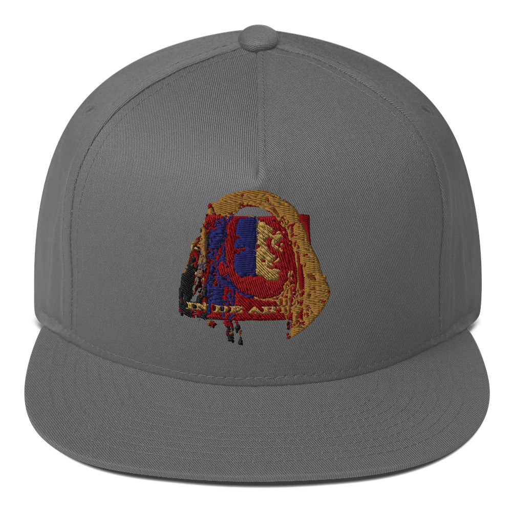 flat bill cap grey front